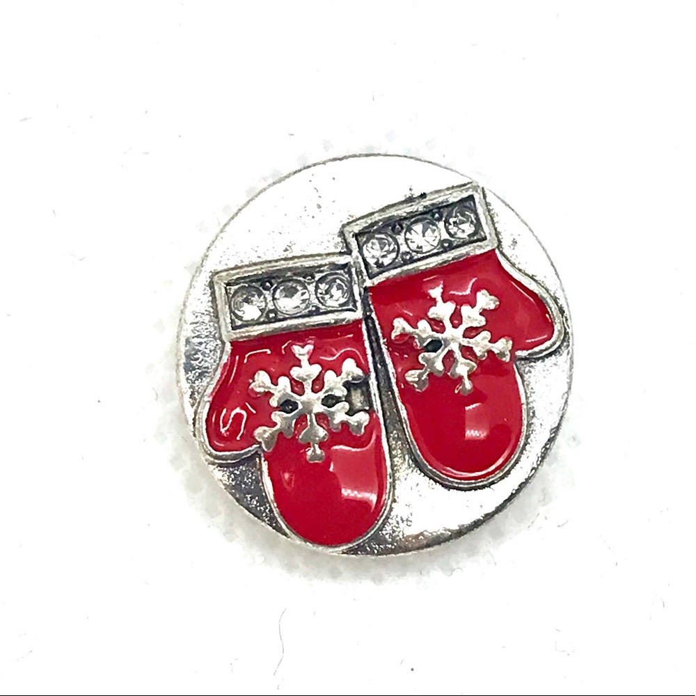 Christmas mittens snap button 20mm gingersnaps ASN20